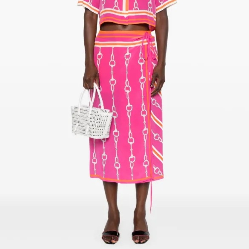 Gucci Horsebit Silk Wrap Skirt